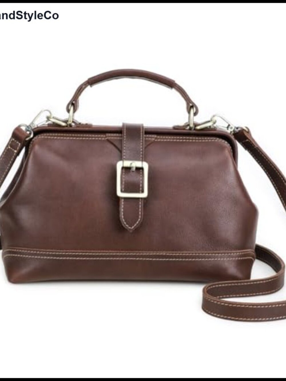 Full Grain Leather Doctor Bag Satchel Top Handle Crossbody Purse